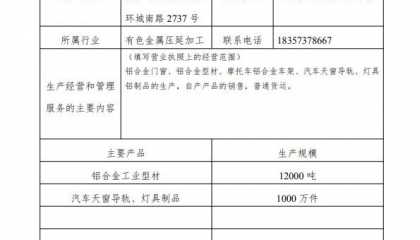 2021年浙江卓逸鋁業有限公司環境信息公開表